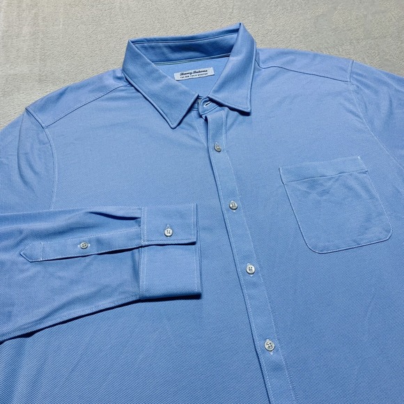 Tommy Bahama Shirt Mens 2XL XXL Blue Island Zone San Lucio Stretch Button Resort - Picture 1 of 10